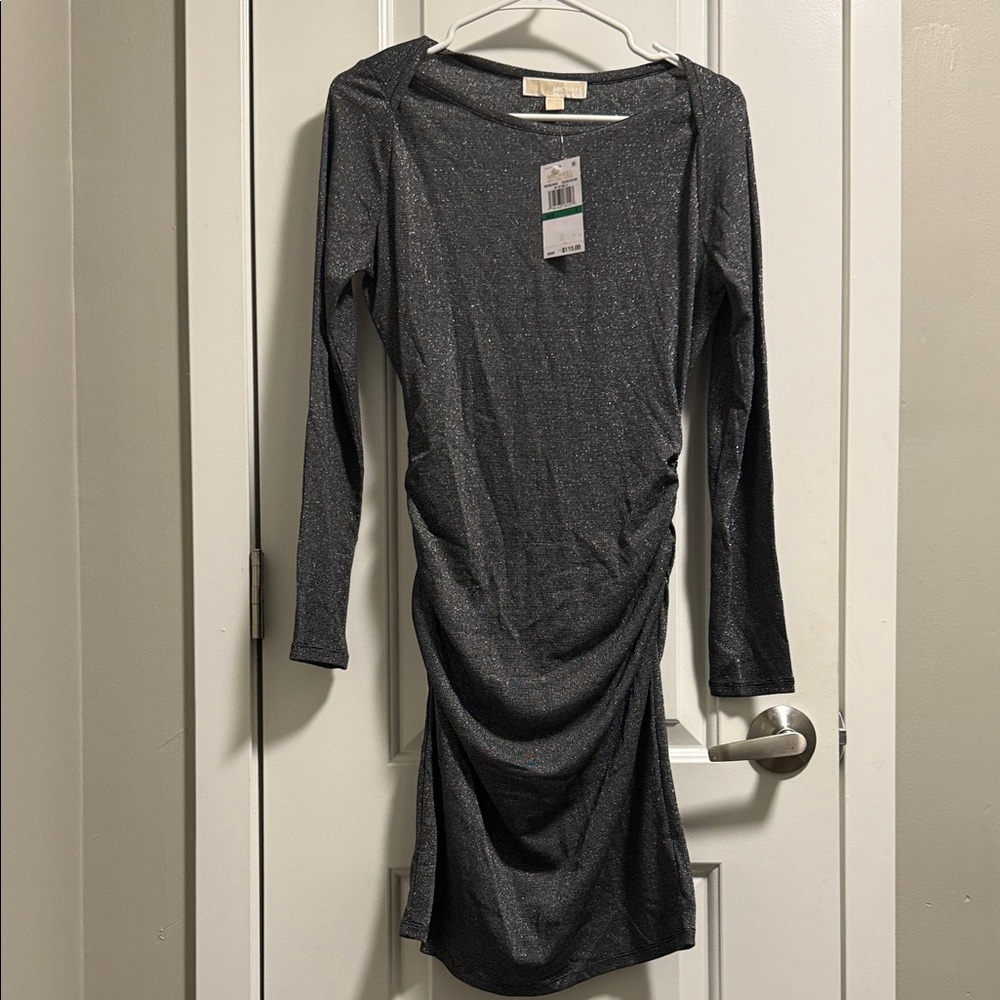 Michael  Kors Elegant Gray Long Sleeve Dress